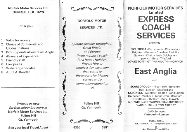 Norfolk Motor Services Summer 1982 timetable - Page 1 of 4