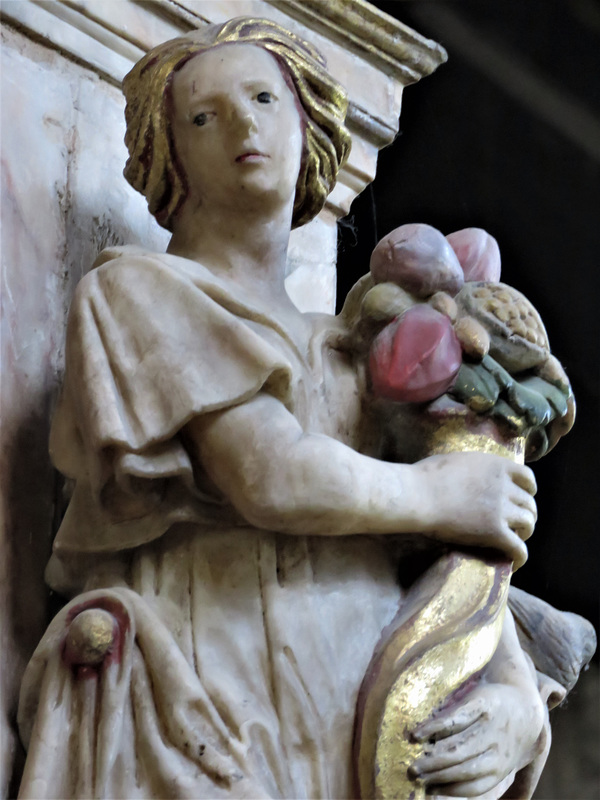 burford church, oxon (28) virtues on c17 tomb of lord justice tanfield +1625, attrib. to gerard christmas 1628
