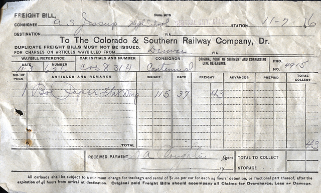 Colorado & Southern Freight bill