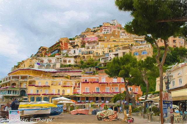 Positano Hillside - Topaz Painting Oil Paint II by Jim LaSala