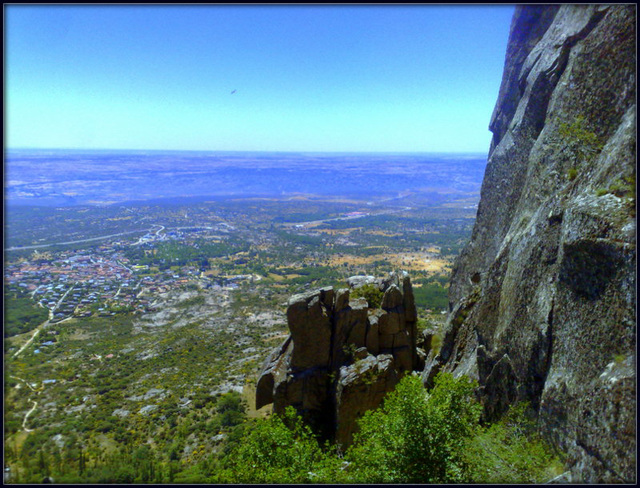 La Cabrera town from the granite ridge of La Sierra de La Cabrera