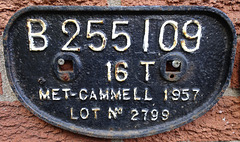 Metro Cammell Solebar Plate 1957