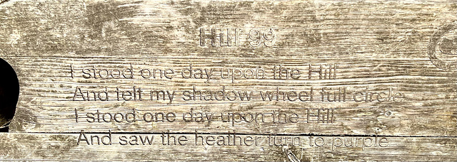 I stood one day upon the hill And felt my shadow turn full cvircle. I stood one day upon the hill And saw the heather turn to purple.