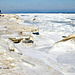 Ice along the Lake Huron shore, several feet high.