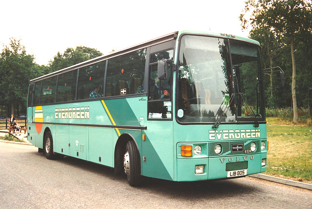 Evergreen Coaches LIB 805 (B486 UNB) at Barton Mills Picnic Area (A1065) – 6 Aug 1994 (234-13)