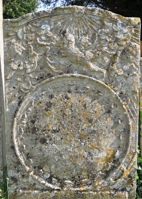 alconbury church, hunts   (2) c18 tombstone with angel with trumpet