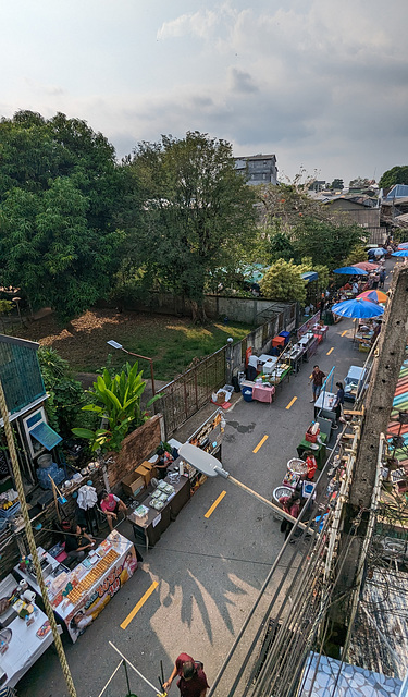 Vue en plongée vers les délices de la rue