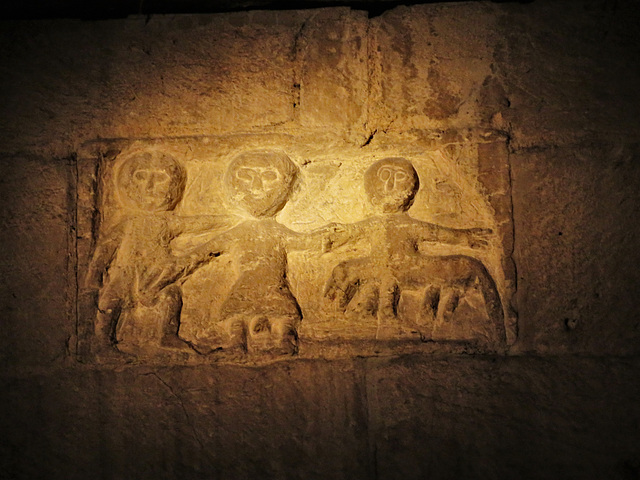 burford church, oxon (7) three carved figures, perhaps early c12