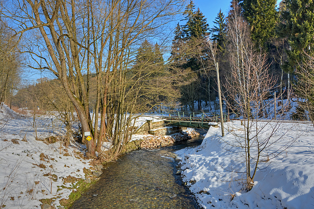 Zwönitz bei Thalheim, Blick zur Bahnlinie Chemnitz - Aue