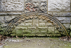 abney park cemetery, london,only this norman style arch remains to indicate the entrance to the 1840s catacombs