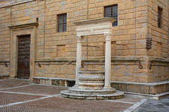 Italy, Pienza, Ancient Roman Fountain on the Square of Pio II