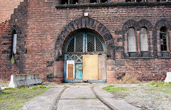 Fuel door to Accumulator Tower, Alfred Dock, Wallasey, Merseyside