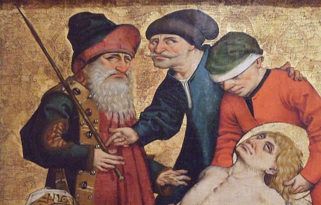 Detail of The Martyrdom of St. Lawrence by the Master of the Acts of Mercy in the Metropolitan Museum of Art, July 2011