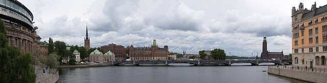 Stockholm, Riddarholmskyrkan and Vasabron from Riksbron