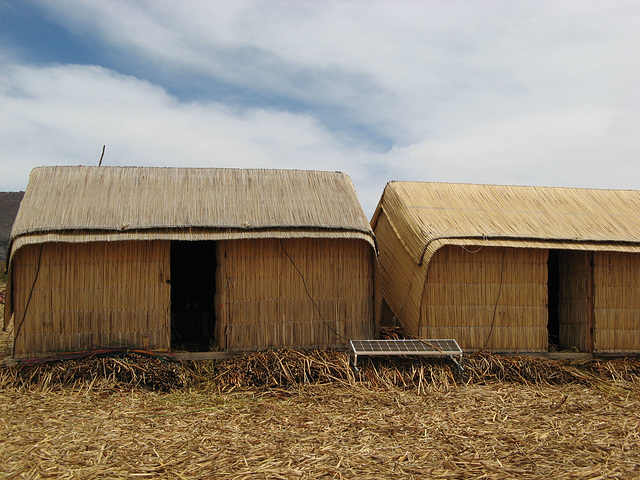 Solar panels in one of the Uros floating islands
