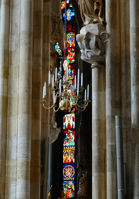 Stained glass behind the altar