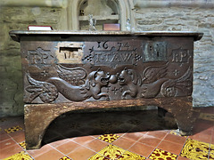 shilton church, oxon c17 chest with winged water dogs 1674