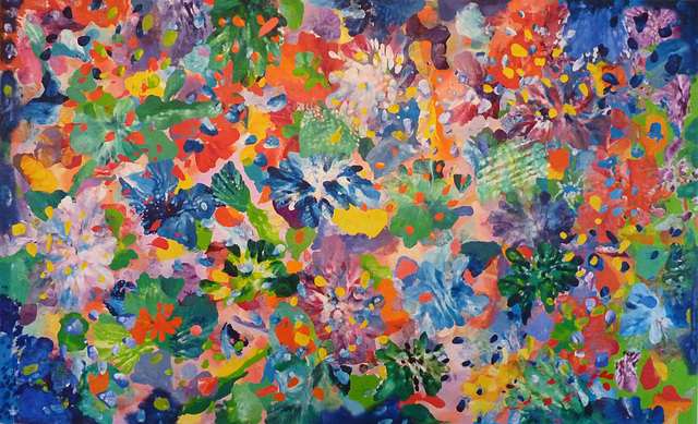 Tahiti Flowers. Oil on Linen. 188H x320cm.