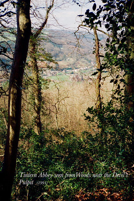 Tintern Abbey and the River Wye from near the Devil’s Pulpit (Scan from 1991)