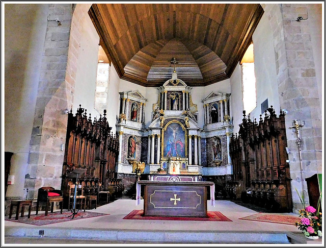 Retable du maître autel (XVIII ième siècle) de l'église de Plouer sur Rance (22)