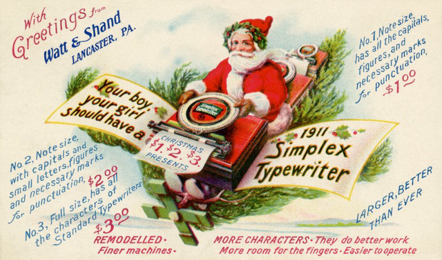 Santa Claus Delivering Simplex Typewriters, 1911