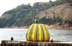 A Very large Pumpkin at Naoshima Okayama Pref Japan