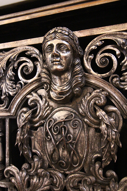 Detail of c1900 radiator cover, Marble Hall, Wentworth Woodhouse, South Yorkshire