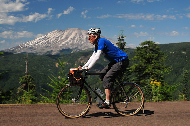 Thompson bicycle south of Randall, Washington with Mt. Helens in distance.