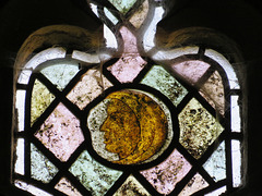 shilton church, oxon (18) c15 glass roundel of the moon from a crucifixion