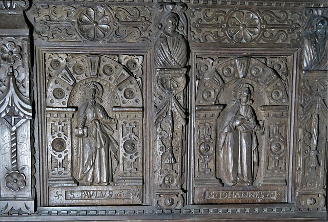 offwell church, devon , c17 panels from west gallery
