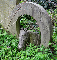 abney park cemetery, london,thomas sydney payne, 1968, with horse head and horseshoe