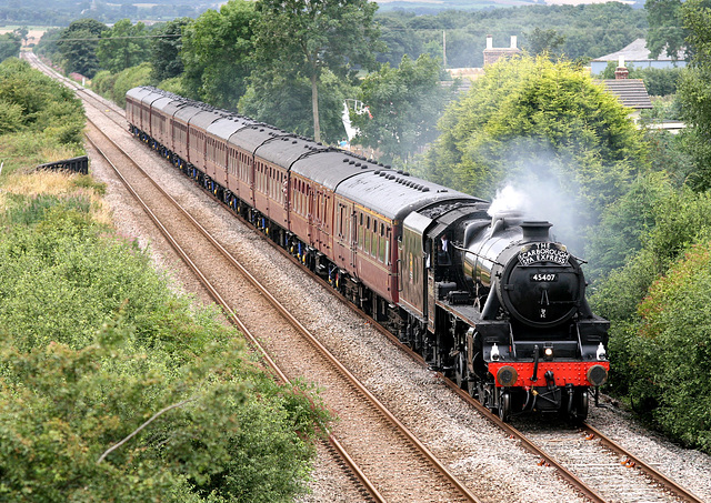 45407 On 1Z47 Sarborough Spa Express at Spital Bridge Seamer 28th July 2009