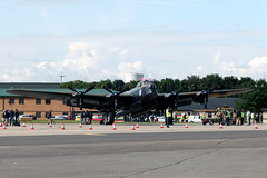 Canadian Mynarski Memorial Lancaster (Vera) positioned for the Photographers  at RAF Waddington,Lincolnshire 21st August 2014