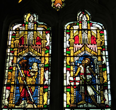 aldwincle st peter church, northants   (16) c14 glass of st christopher and st george