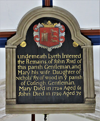 offwell church, devon, c18 wooden tomb of john ford +1729