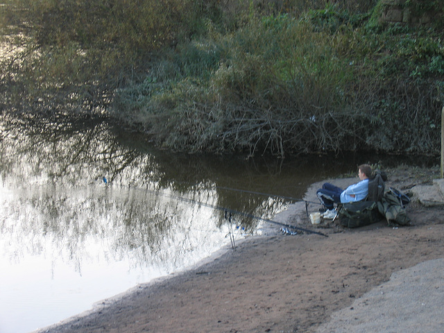 Two fishermen at Upper Arley (Spot the bird)