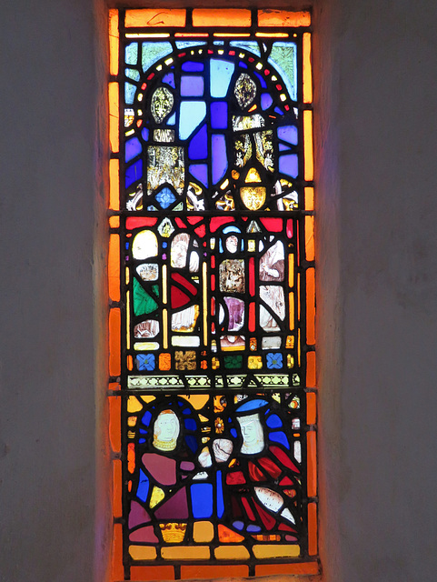 offwell church, devon, glass fragments, c16 etc