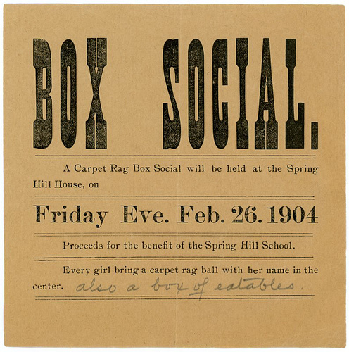 Carpet Rag Box Social, Spring Hill House, Jeffersonville, Indiana, Feb. 26, 1904