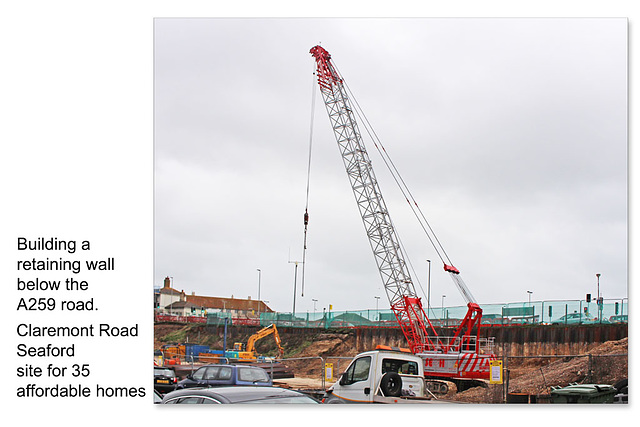 Building the retaining wall at Claremont Road, Seaford, 8.3.2016