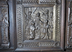 offwell church, devon , c17 flemish carved panel of christ carying the cross