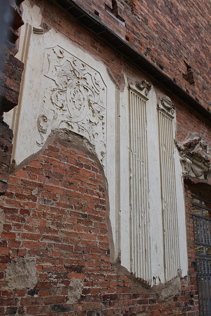 Remains of early eighteenth century plasterwork, Sutton Scarsdale Hall, Derbyshire