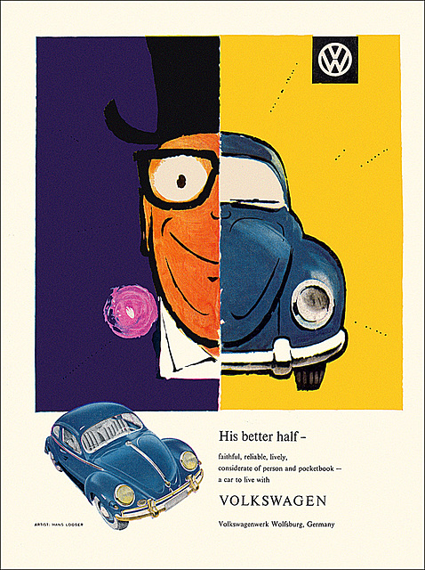 Volkswagen Automobile Ad, 1956