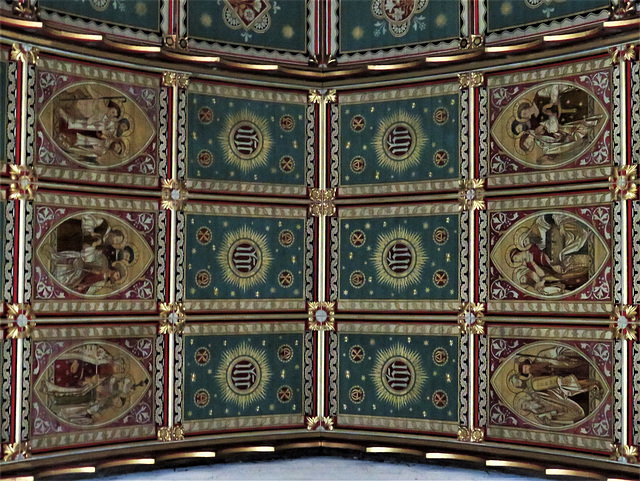 south tidworth church, wilts,c19 roof painted by heaton butler and bayne