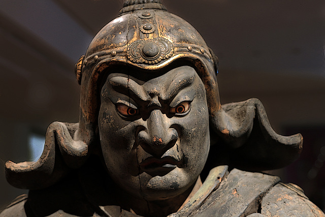 Bishamon-Ten , roi-gardien du Nord ( yeux en cristal de roche incrusté )