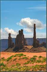 Totem pole and Yei Bi Chei - Monument Valley