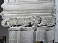 offwell church, devon , c15 capital with bums (4)