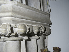 offwell church, devon , c15 capital with bums (5)