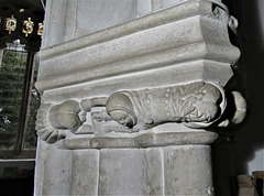offwell church, devon , c15 capital with bums (7)