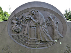c19 slate gravestone with mourner, tree stump and cut rose, william thompson +1863 aldwinkle all saints church, northants  (9)