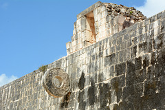 Mexico, Chichen-Itza, The Top Edge of the Wall in Stadium of Gran Juego de Pelota with Target for Ball